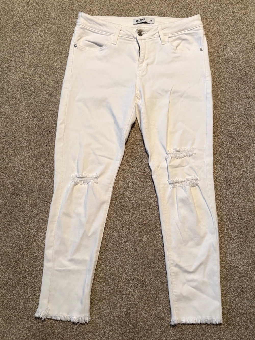 Just Black White Distressed Raw Hem Jeans - Size 28